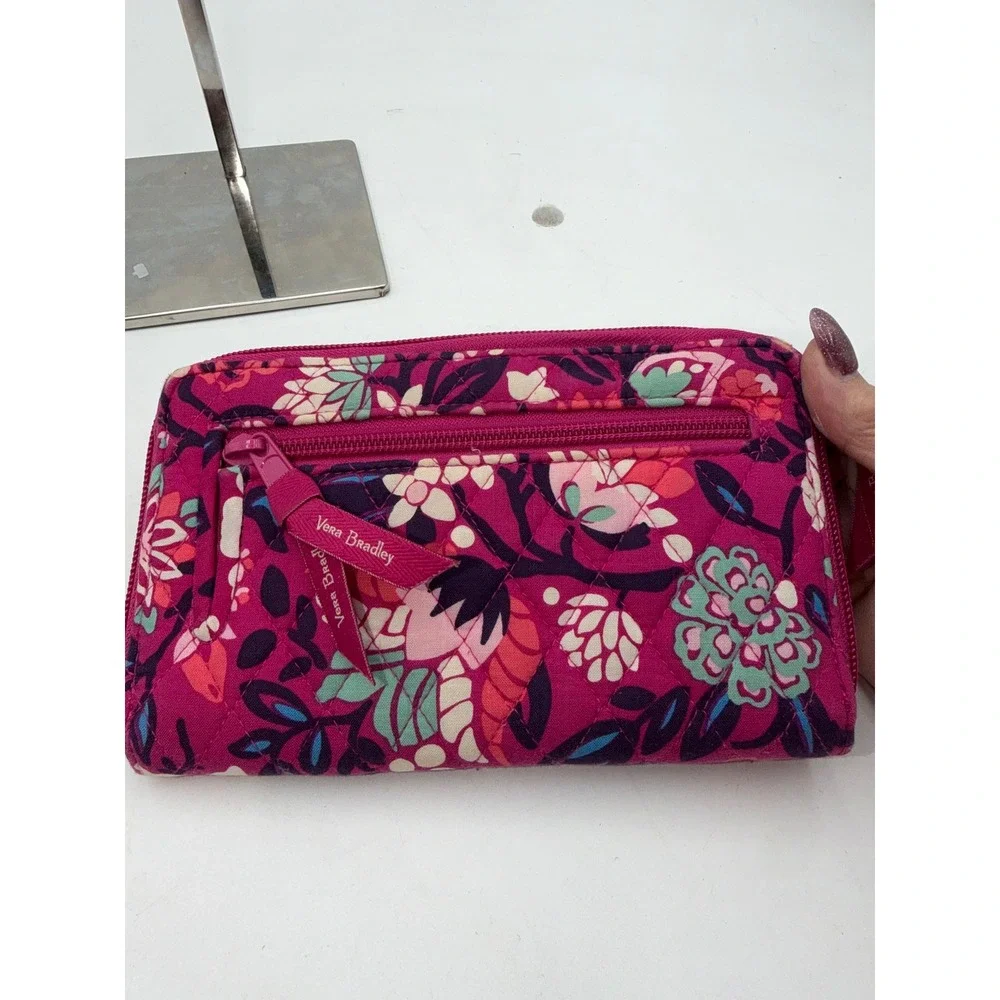 Vera Bradley Pink Floral Quilted Cotton Turn Lock Wallet Organizer - Picture 3 of 12